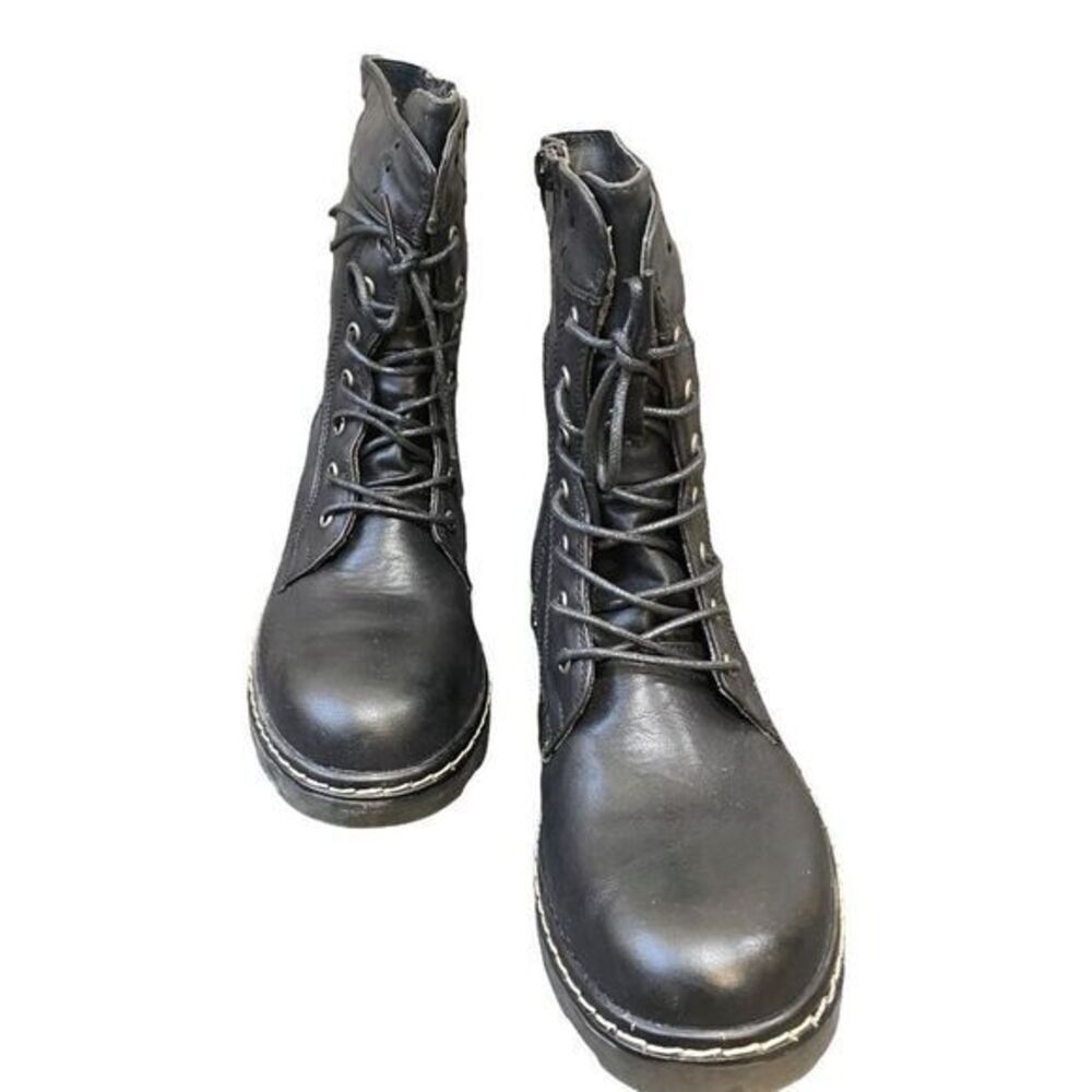MTNG NWT Faux Leather Black Combat Boots Size 39